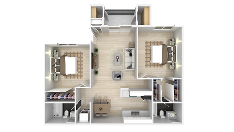 a rendering of a 3d floor plan of a house at La Jolla Blue, San Diego, CA 92122